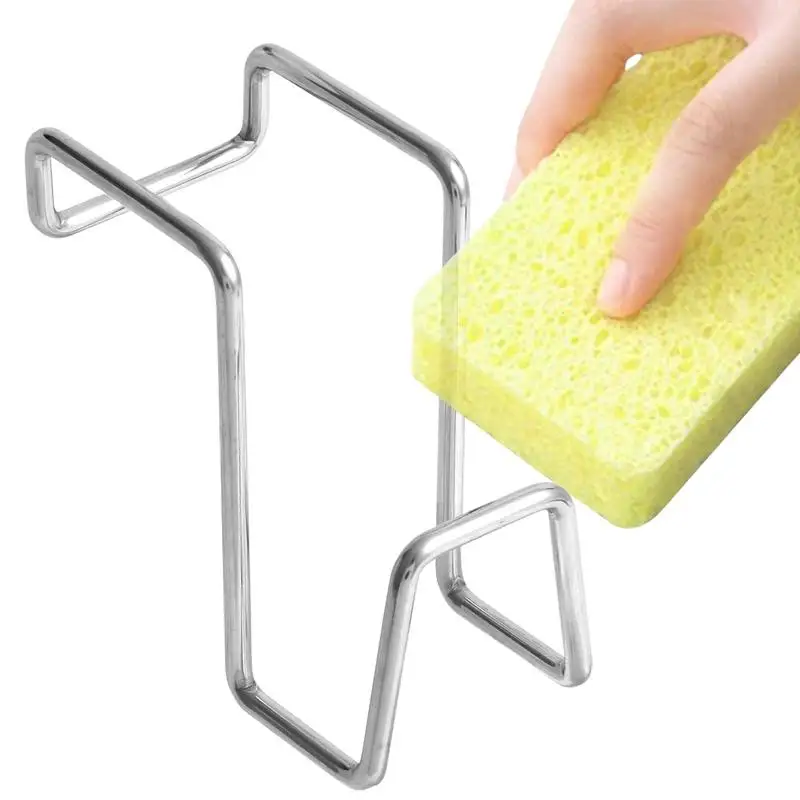 Kitchen Sponge Holder Sink Caddy Brush Dish Sponge Holder Brush Dishwashing Liquid Drainer Rack For Double Bowl Sink view 5