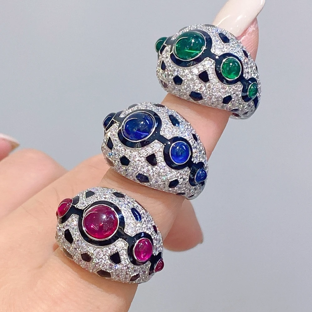 ARIGAYA 925 فضة أسود الراتنج مختبر خواتم الأحجار الكريمة الزرقاء للنساء غرامة مجوهرات هدايا الحفلات #5