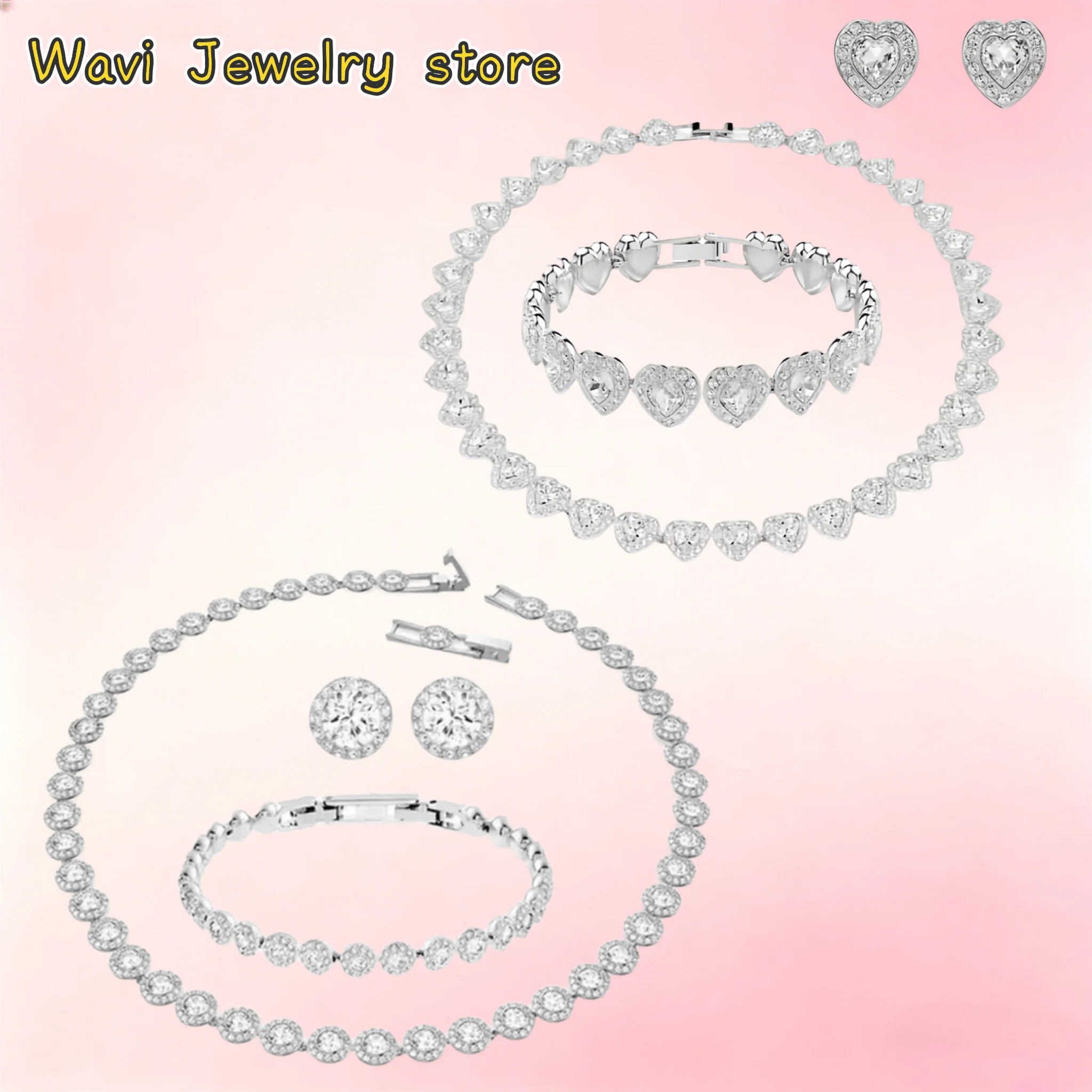 Top selling high-end round series  necklace earrings exquisite jewelry set women, earrings jewelry romantic gift wedding gift