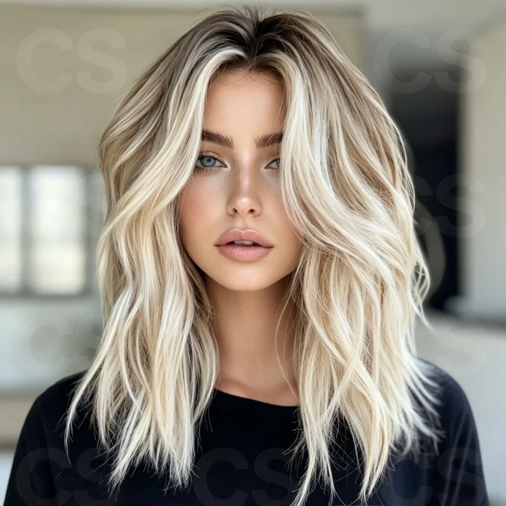 24Inch Natural Wave HD Lace Wig for Women Glueless Ombre Blond Pre-Plucked Transparent Lace Frontal Versatile Hair Wig