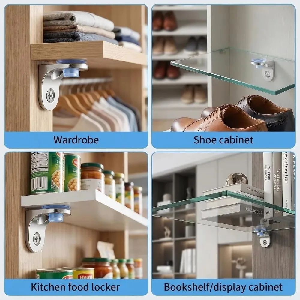 Zinc Alloy Shelf Brackets Rounded Corner Fixed Support Cabinet Shelf Supports Thickened Structure Glass Shelf Holder