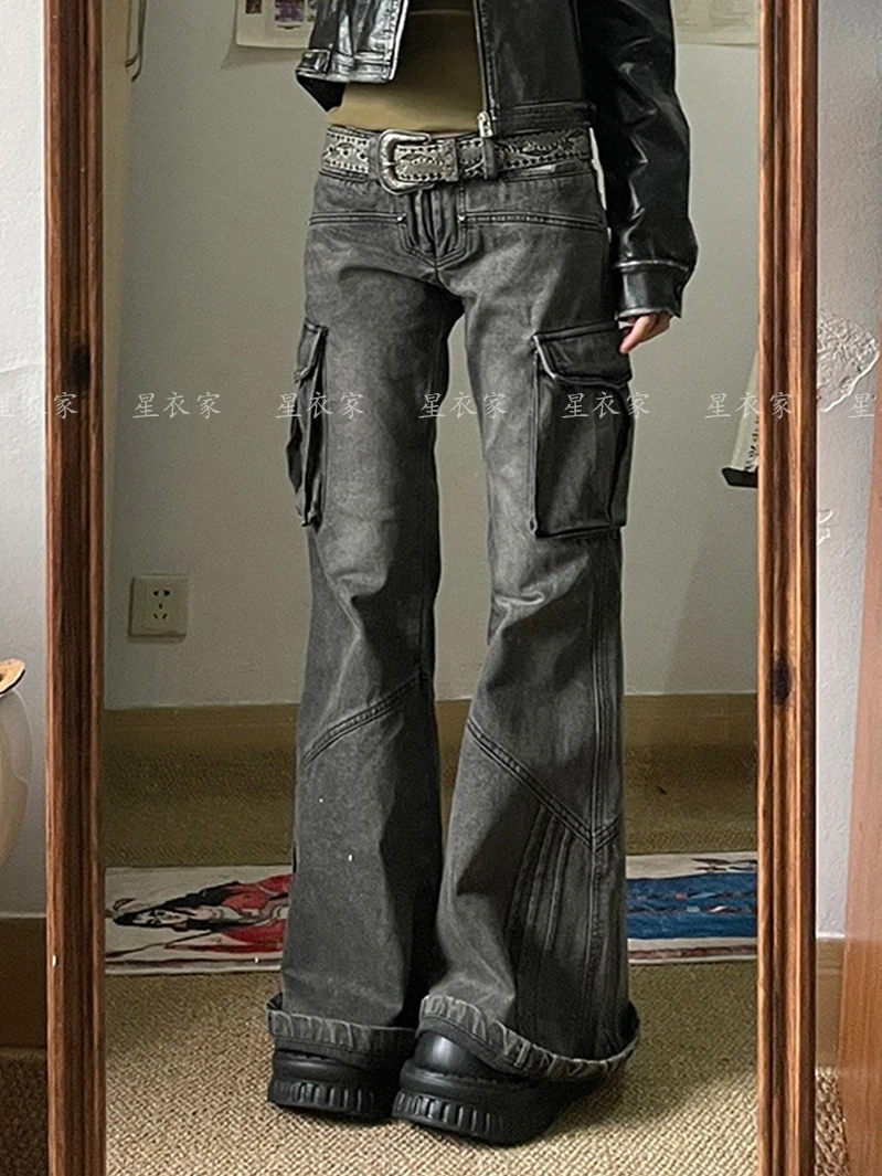 

Women's Black Baggy Y2k Jeans Harajuku Denim Trousers Vintage Japanese 2000s Style Oversize High Waist Jean Pants Trashy Clothes