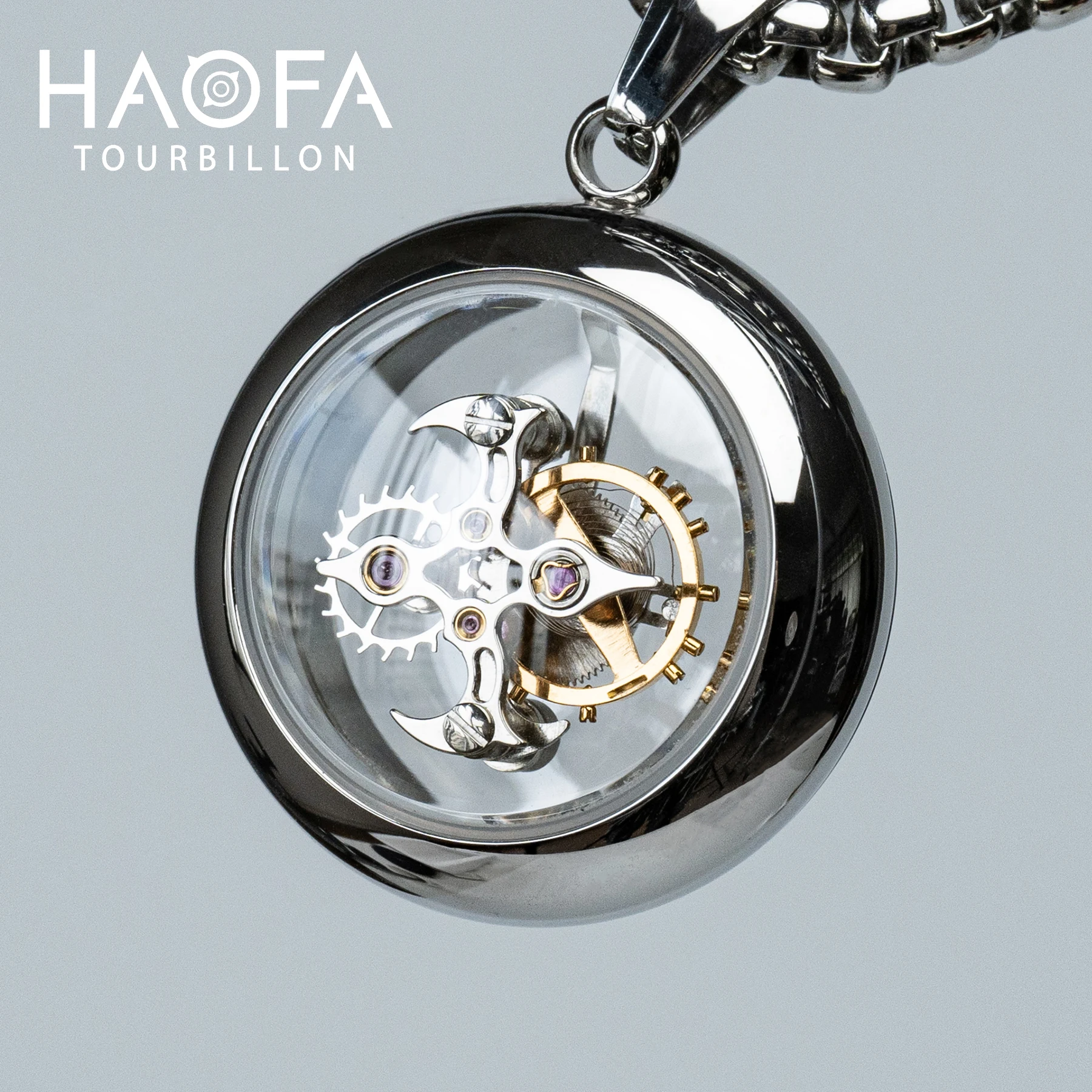 Haofa Necklace Ornament with Tourbillon Mechanical Movement Unique Special Design Fashion Jewelry Accessory Easy Match HFT1001