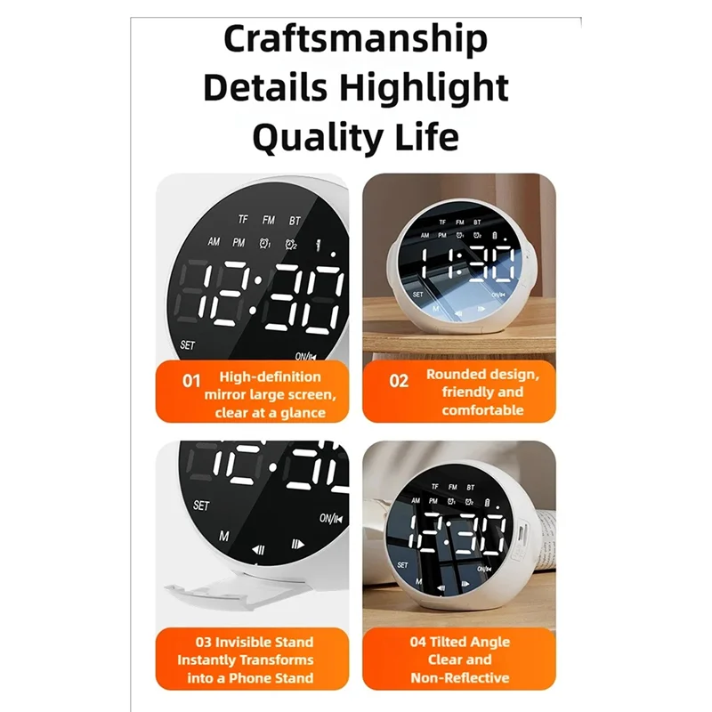 Multi Functional Intelligent Alarm Clock, Bluetooth Speaker, AI Voice Assistant, High Volume, Timed Alarm
