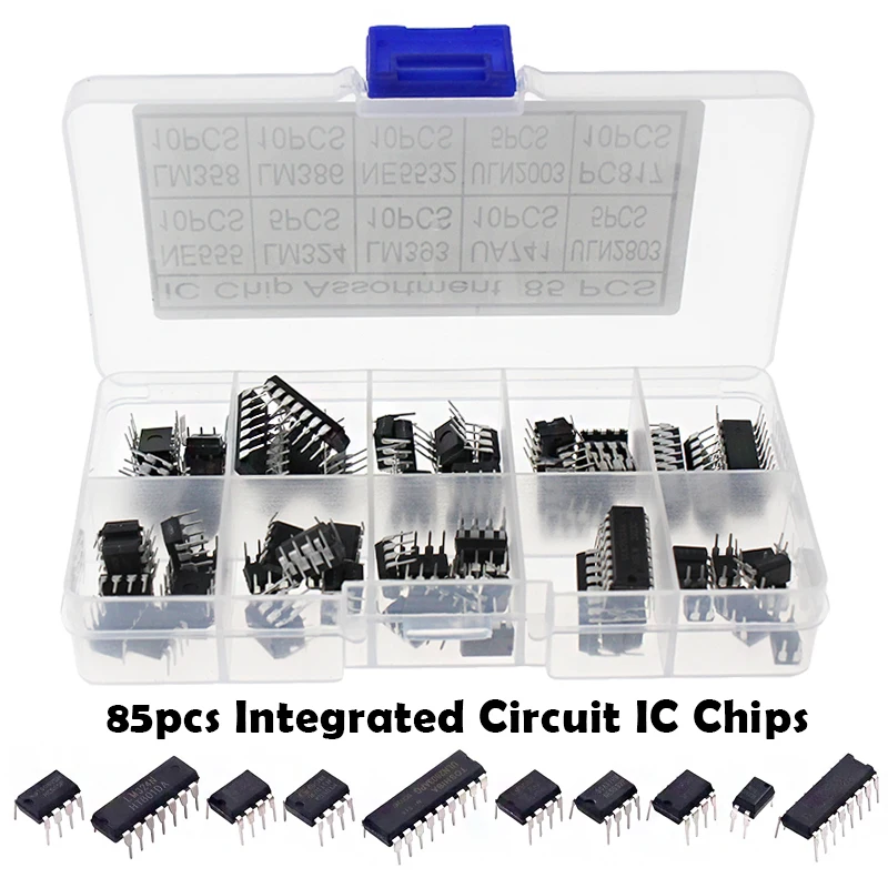 10 Kinds 85PCS of Specifications IC NE555 LM324 PC817 Integrated Circuit Chip Kit DIP Direct Insertion