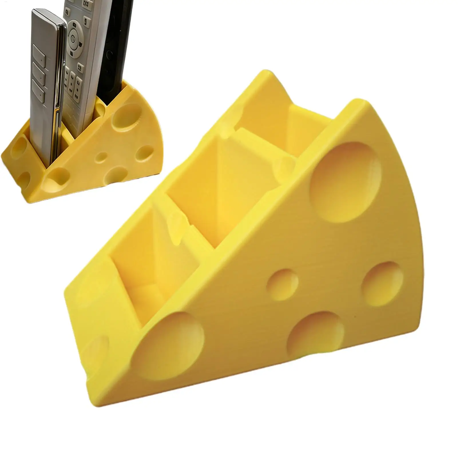 Cheese Shape Remote Control Box Cute Aesthetic Space Saving Organizer Multifunctional Desk Storage Holder For Home Living Room