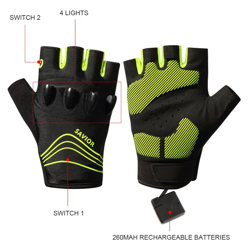 DAY WOLF  Led Gloves Finger lights Cycling Gloves For Men Touch Screen Breathable Outdoor For Fishing Rechargeable Battery 2022