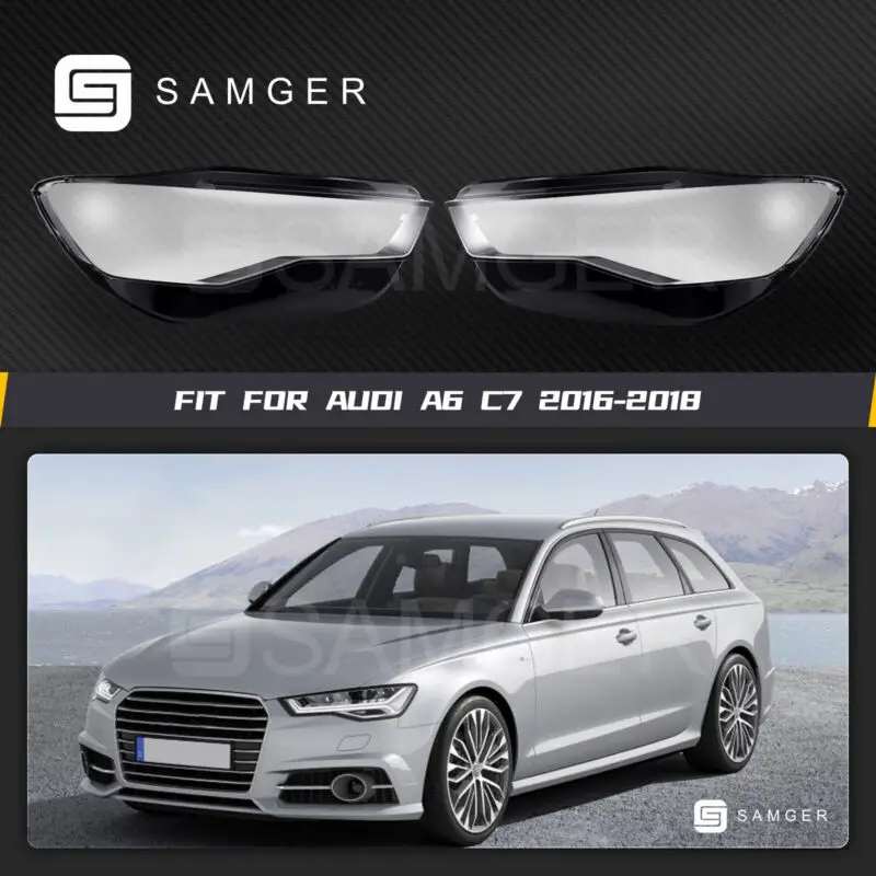 

1Pair For Audi A6 A6L C7 2016 2017 2018 Headlight Transparent Cover Lampshade Car Headlamp Shell Lens Right+Left