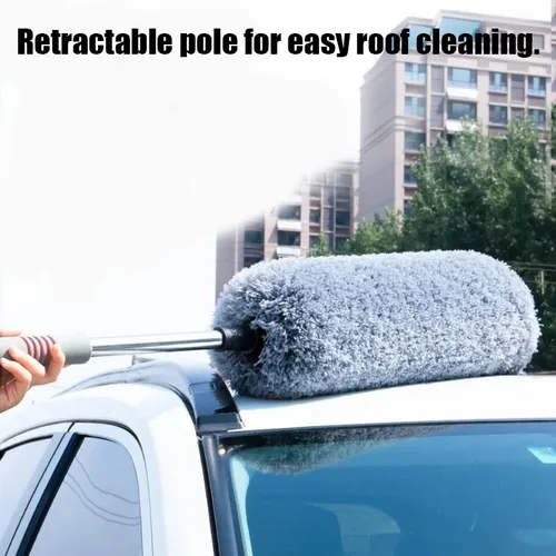 Imagen 2 del producto Cepillo para polvo de coche, herramienta telescópica de limpieza de coche, cepillo de microfibra, herramientas de limpieza para limpieza automática, fregona divina para coche húmeda/seca