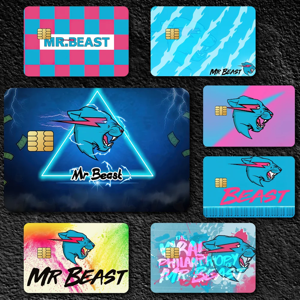 Youtuber M-Mr B-Beast شعار شعبية فيلم الجلد غطاء بطاقة الائتمان ملصقات 4 قطعة الخصم الجبهة الديكور البنك حافلة تمرير مقاوم للماء #1