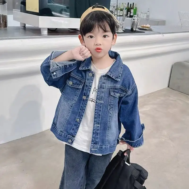 

Children's Denim Jacket 2025 New Style Boys' Denim Top Boys and Girls Casual Coat Korean Version Children's Handsome Jacket