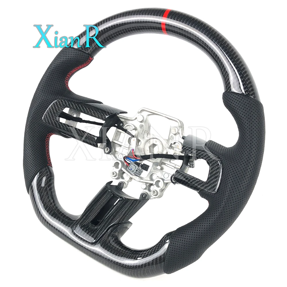 For Ford Mustang 2015 2016 2017 2018 2019 2020 2021 2022 Custom Upgraded Carbon Fiber Steering Wheel Sport Flat Bottom