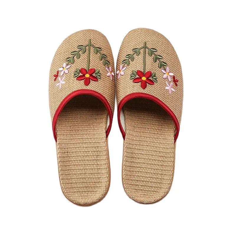 Fashion Summer Straw Sandals Flip Flops Women Hotel Slippers Ladies Shoes Lndoor Outdoor Flip-Flops Beach Flat Slides 2023 New