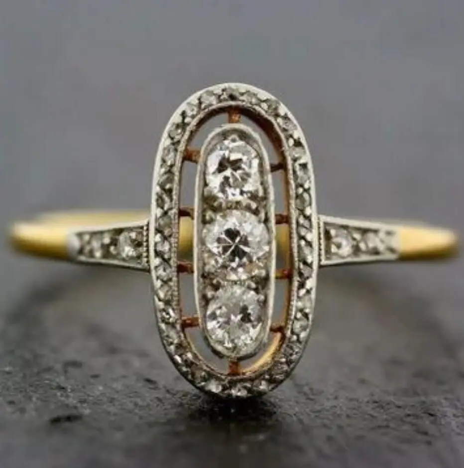 

ORZTOON 2024 New Fashion Geometric Vintage Hollow Inlay Zircon Rings For Women Party Accessories Gifts Custom Jewelry