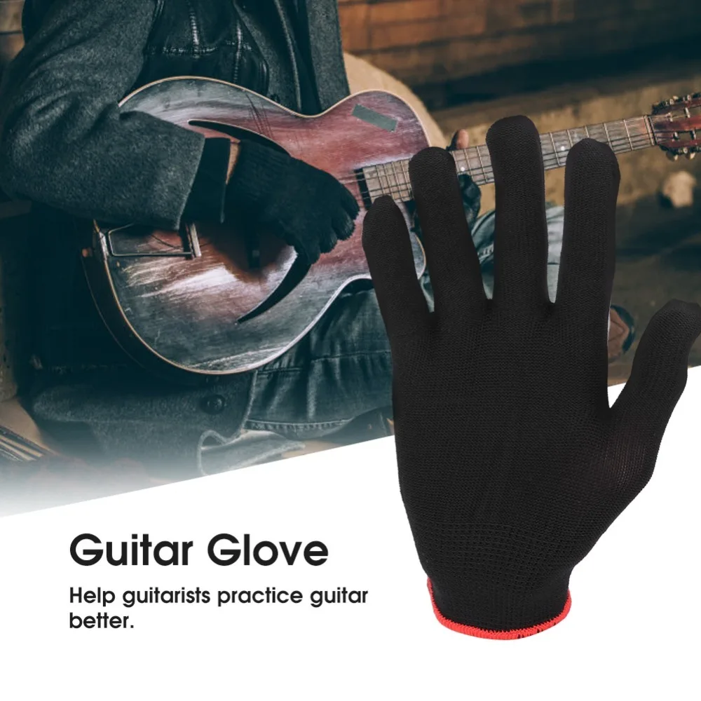 8PCS Black Guitar Gloves Nylon Material S/M/L Guitar Fingertip Protector Musical Instrument Accessories