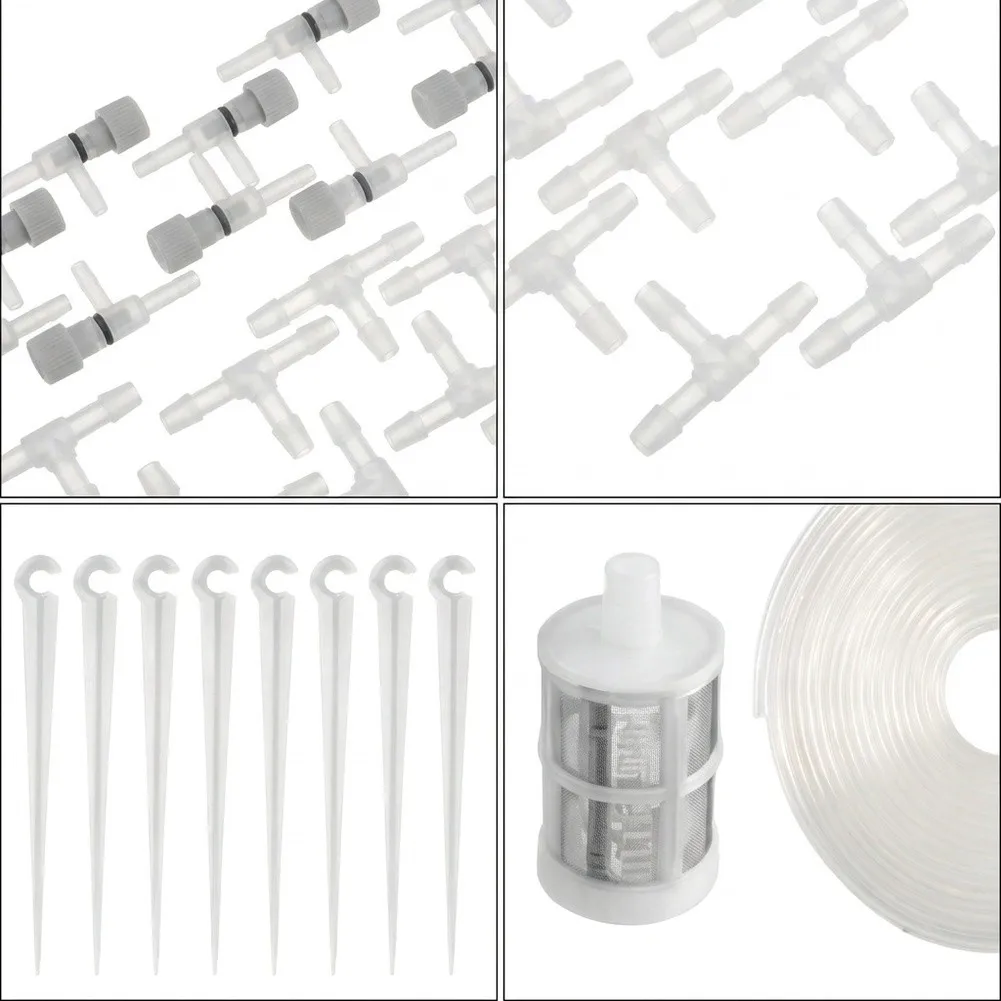 15m Drip Irrigation System for Potted Plants with For 20 Drippers For 20 T Connectors Plastic Tubing for Easy Garden Setup