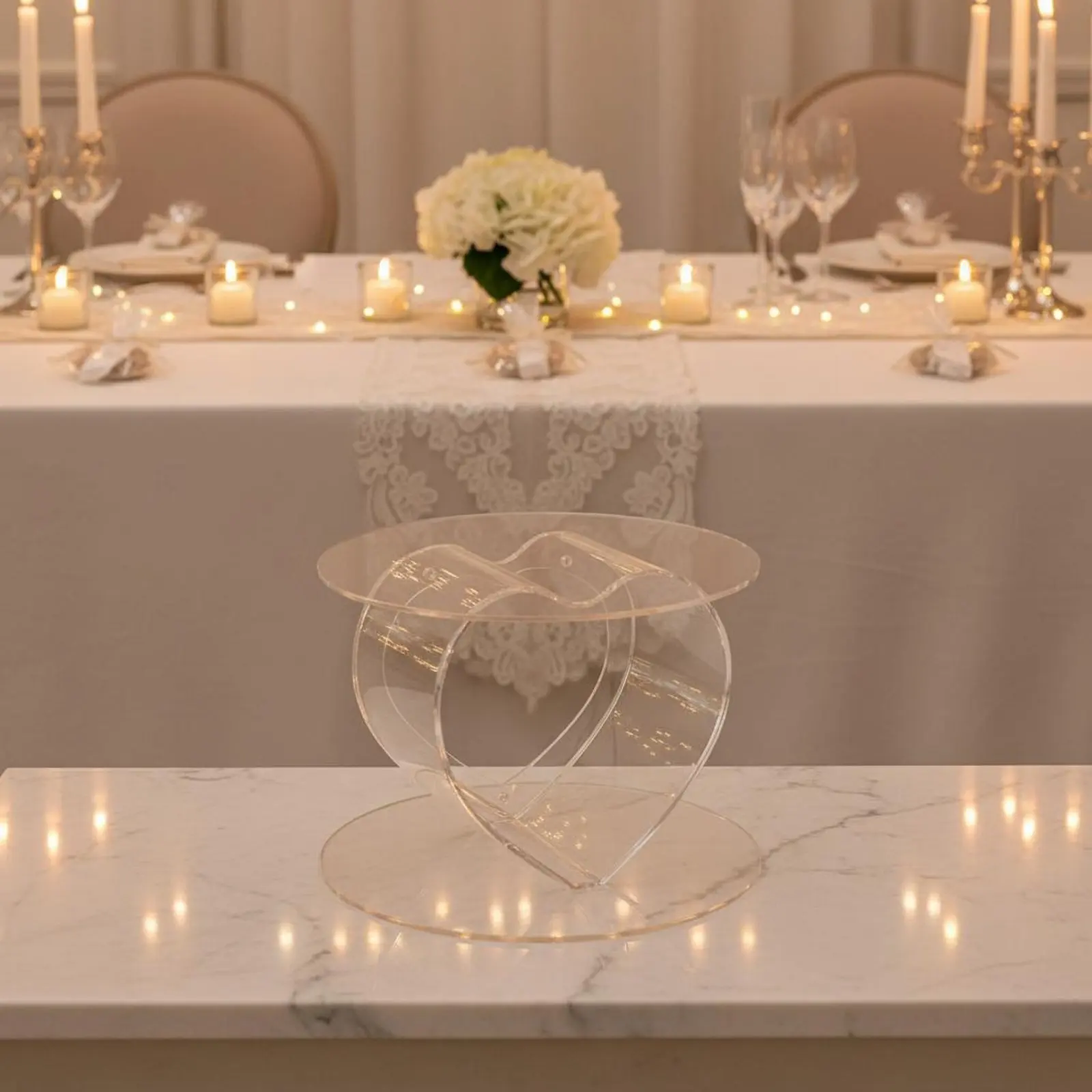 Fillable Acrylic Cake Stand Elegant Heart Cake Stand Party Decor Reusable Easy to Clean for Event