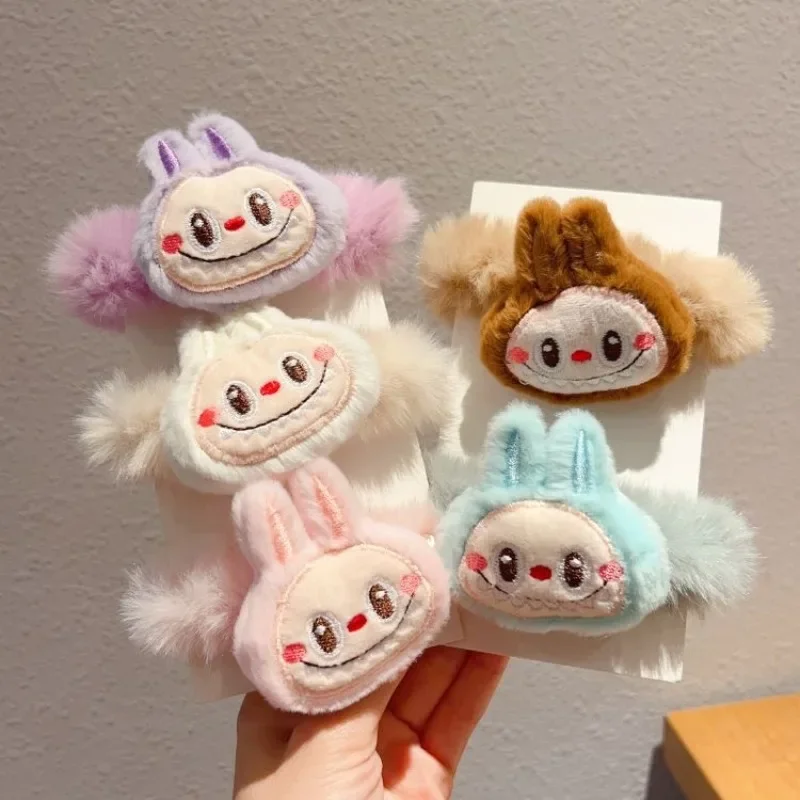 New Cartoon Cute Labubu Hairpin Ins Kawaii Plush Rubber Band Hairband Headdress Grabber Holiday Gifts