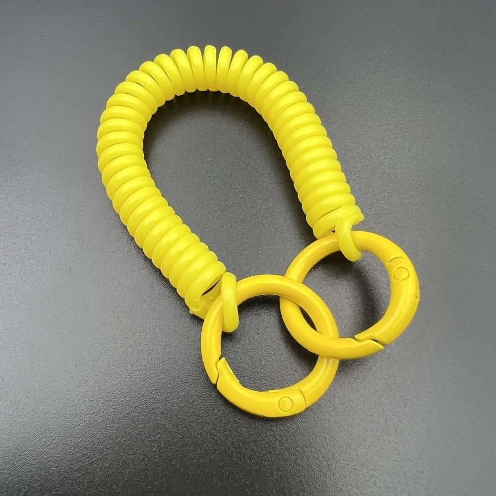 Colorful Retractable Keychain Spring Rope Double Key Rings Spiral Phone Lanyard Lightweight Plastic Anti-Lost Card Holder Strap