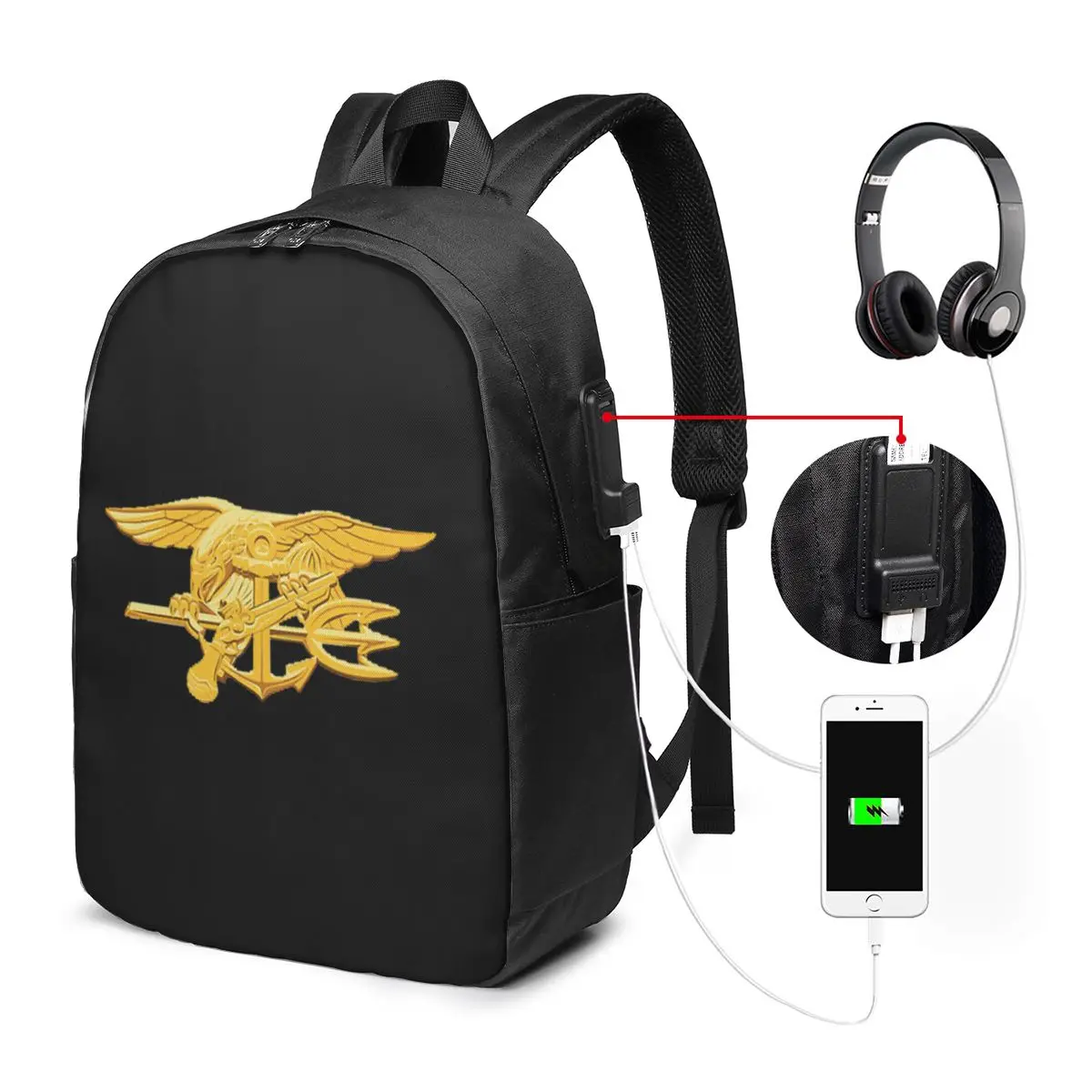 

Navy Seals Badge Backpack Travel Notebook Bag Computer College Student School Bag Laptop Shoulder Bags for Men Women