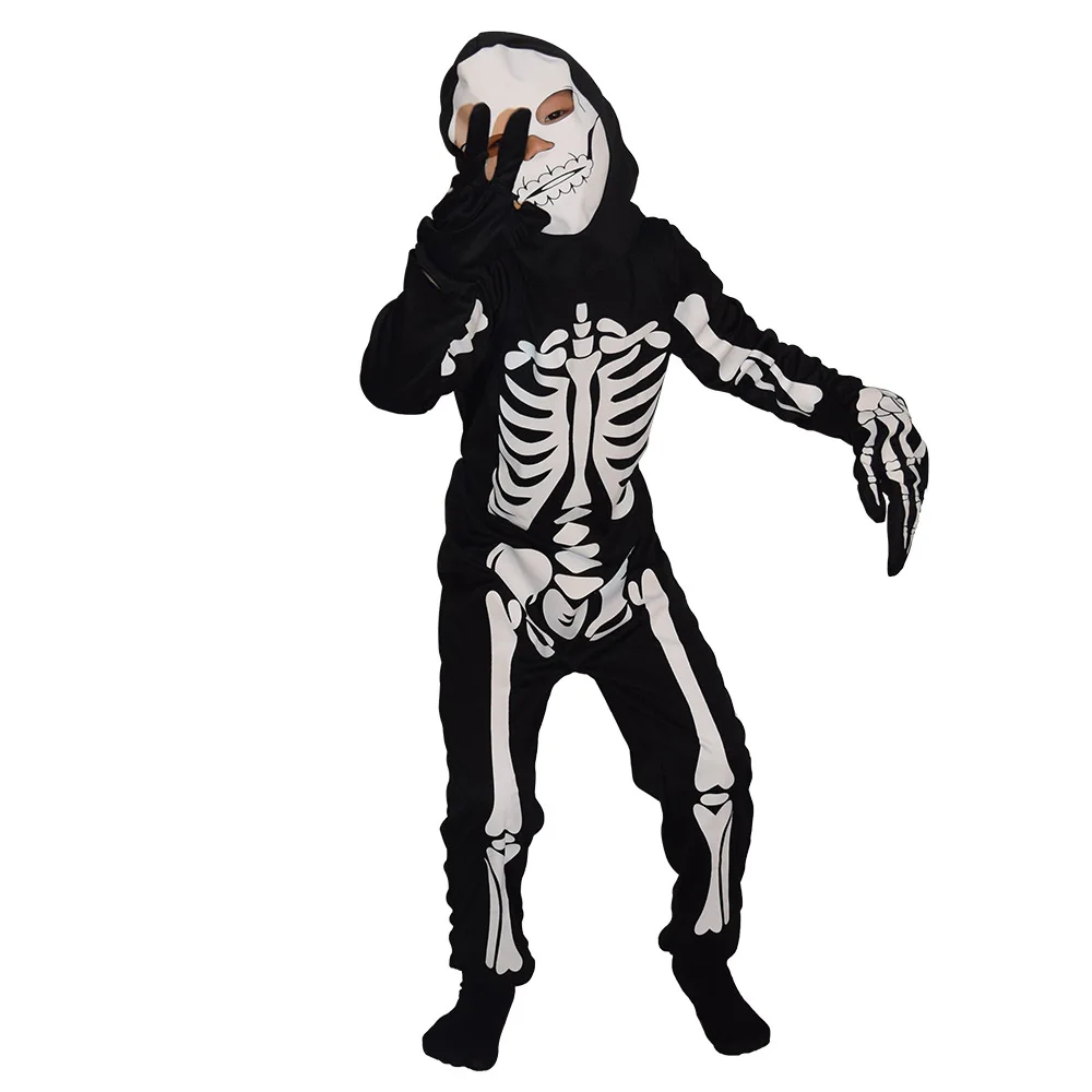 Disfraces de Cosplay de zombi aterrador para niños, disfraz de calavera de esqueleto, disfraz de Halloween para niños, vestido de fiesta de