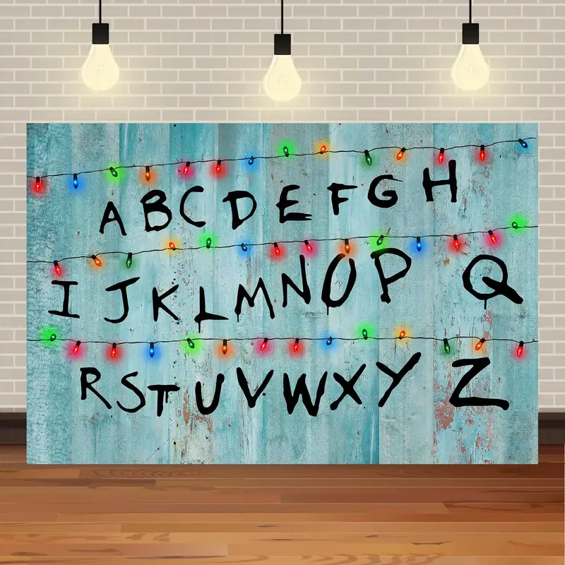 American TV Stranger Theme Background Lights Alphabet Episode Series Vinyl Banner Party Decoration Supplies Photo Prop Baby Gift - Image 2