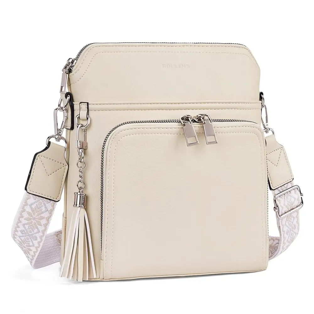 

Crossbody Purse for Women Vegan Leather Medium Crossbody Wallet Bag for Travel Women Shoulder Handbags with Tassel