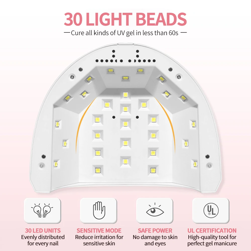 YIKOOLIN SUN 1S UV LED โคมไฟเล็บ 48W สําหรับ Professional Saloon Fast เครื่องเป่าเล็บ 4 ตัวจับเวลาเซ็นเซอร์อัตโนมัติจอแสดงผล LCD