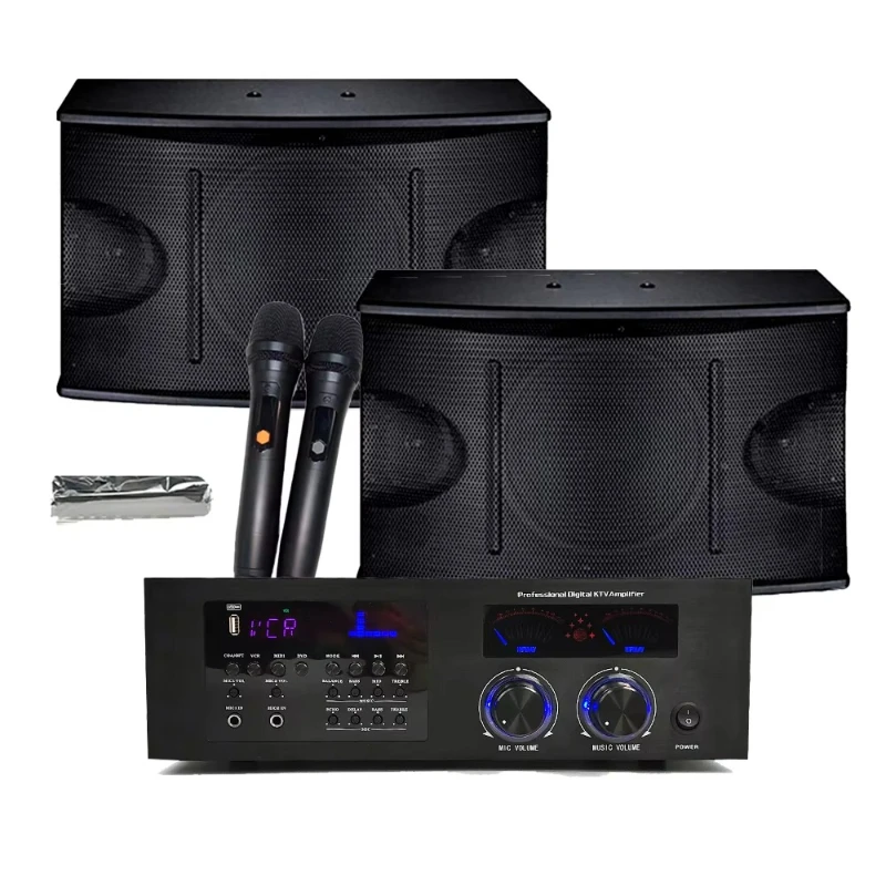 receiver amplifier 2 channel 8 inch home speaker combination set 500W high fidelity audio metal aluminum alloy U microphone