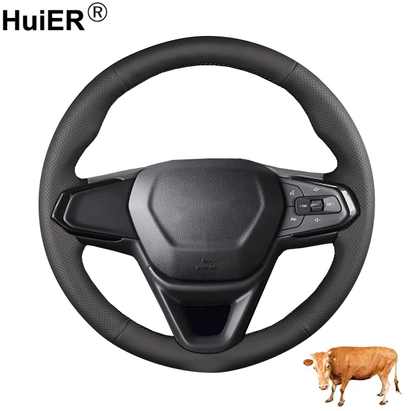 

Cow True Leather Hand Sewing Car Steering Wheel Cover For Chevrolet Trailblazer 2019 - 2024 Braid on Steering-wheel Wrap