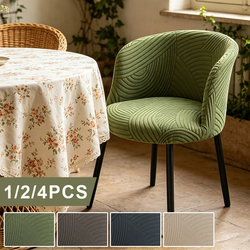 

1/2/4PCS Jacquard Semicircle Makeup Chair Cover Non Slip Curved Back Chair Cover Universal Chair Protector For Home Office Hotel
