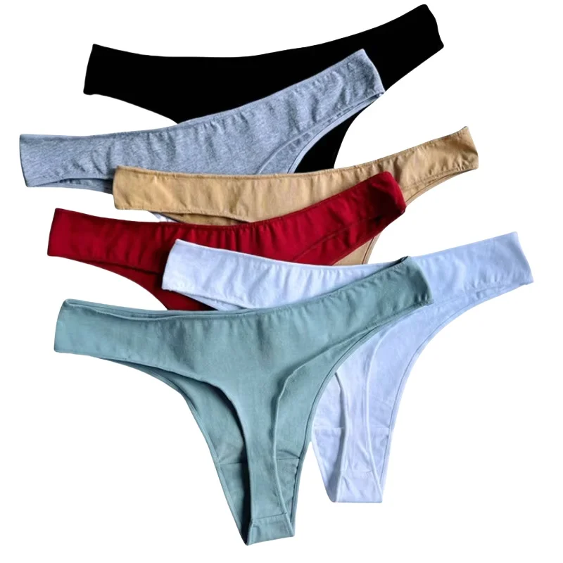 5 ks/sada dámských bavlněných tanga, dámské kalhotky s nízkým pasem, jednobarevné tangá, sexy spodní prádlo - náhled 4