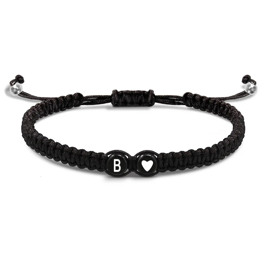 26 Buchstaben Initialen Herz Armbänder Handgefertigt Verstellbar A-Z Name Geflochtene Armbänder für Frauen Männer Freundschafts-Schmuck Geschenke