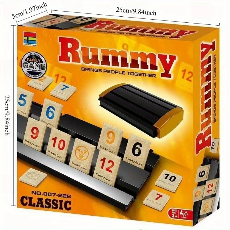 Klassisches Rummy-Tile-Brettspiel – Strategiespiel für 2–4 Spieler zum schnellen Denken, perfekt für Familie und Freunde, inklusive langlebiger P