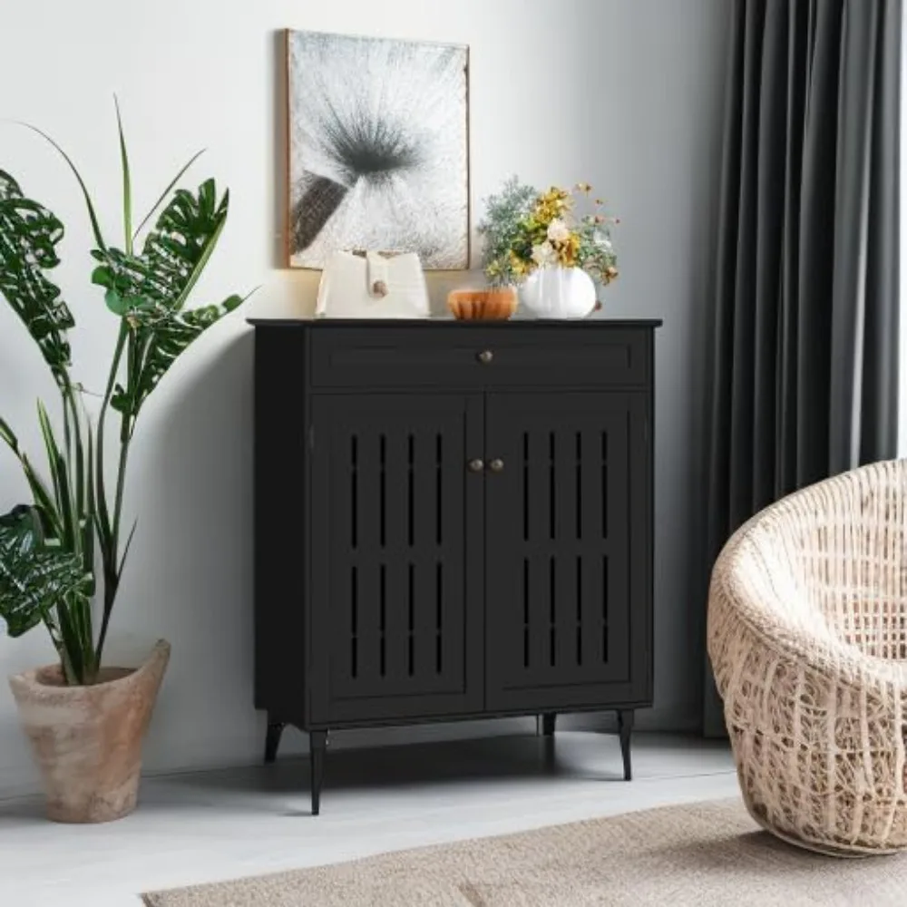 Kaffee-Barschrank, Badezimmerschrank mit 1 Schublade und verstellbarem Regal, Küchenbuffet-Aufbewahrungsschrank für das Heimbüro, Schwarz