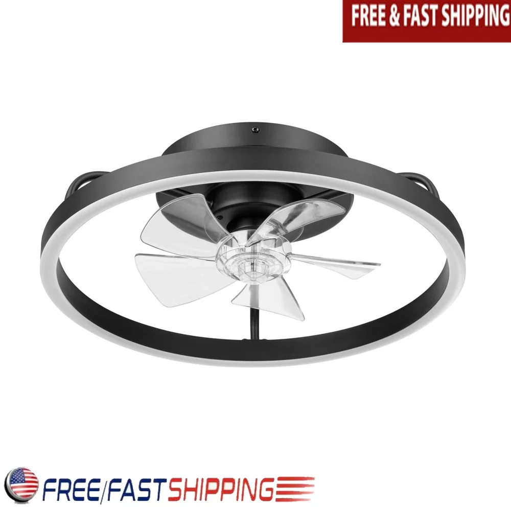 

20-дюймовый современный потолочный вентилятор, люстра, меняющий цвет, 5 лопастей, пульт дистанционного управления с регулируемой яркостью, низкопрофильный, энергоэффективный в помещении