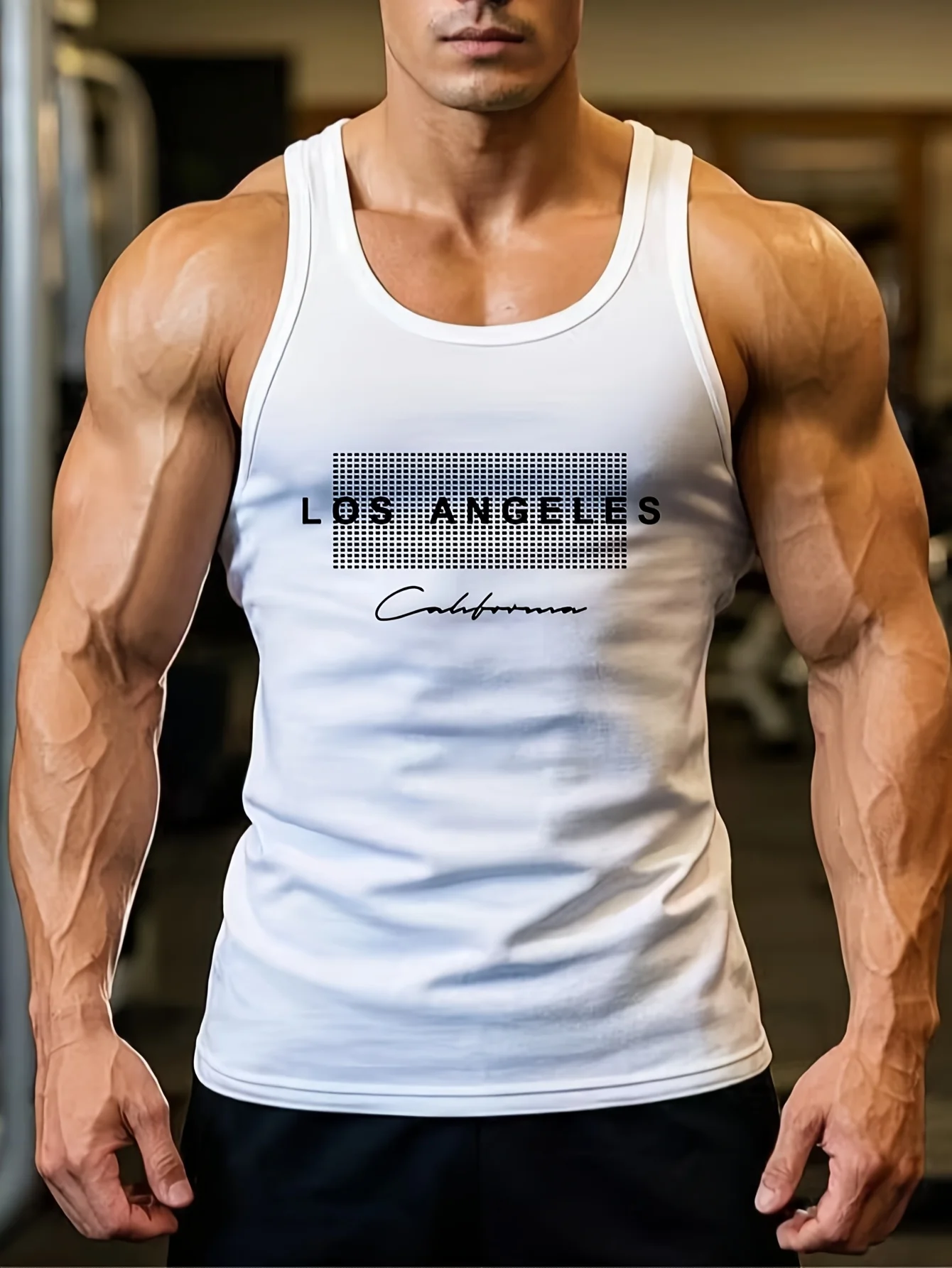 One men's Los Angeles California pattern t-shirt - soft and comfortable sleeveless shirt, suitable for fitness