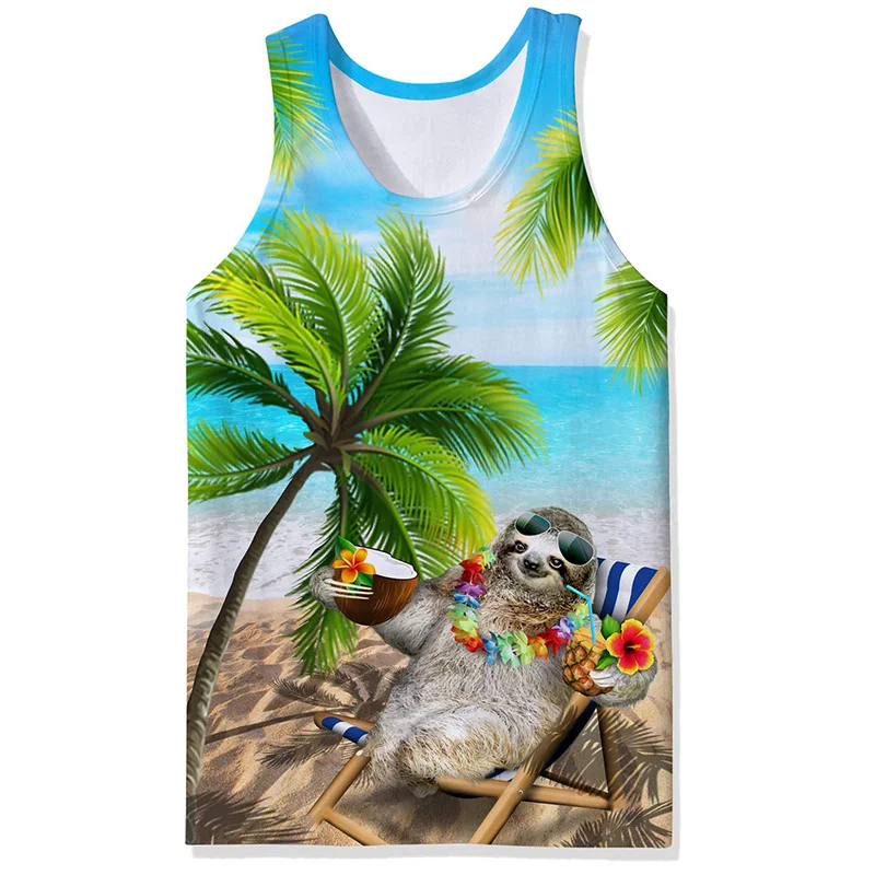 Harajuku Summer New 3D US Spiritual Totem Eagel Printing Tank Top Men Tropical Trees Graphic Tank Tops Kid Hawaiian Fashion Tops