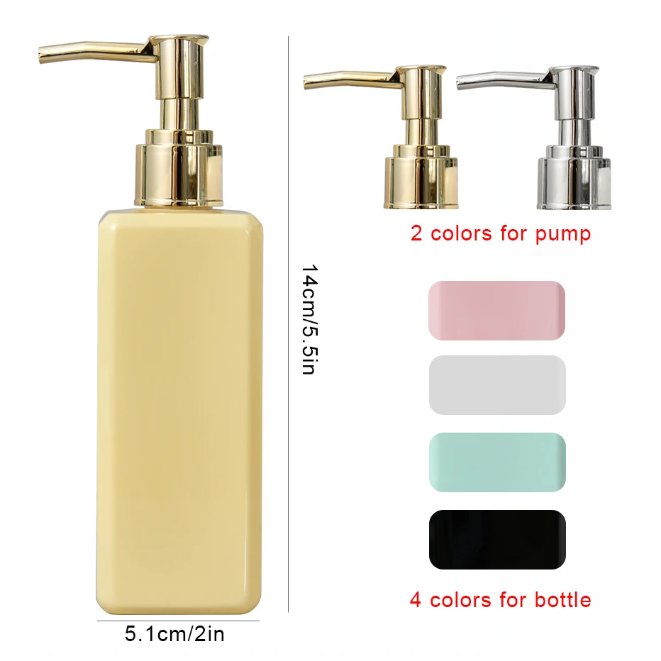 250ml Square Soap Bottles Macaron Color Bathroom Countertop Decoration Soap Dispenser Travel Size Refillable Empty Bottle