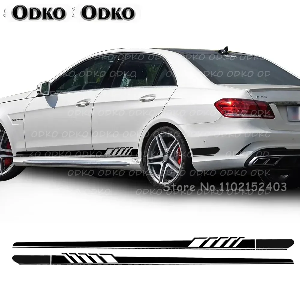 

Car Styling NEW Edition 1 Style Racing Side Stripe Skirt Sill Stickers Vinyl Decal For Mercedes Benz W212 E Class E63 AMG Sport