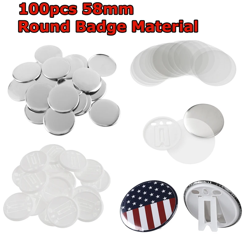 

100 шт., 58 мм, принадлежности для изготовления пуговиц, круглые значки, детали для изготовления пуговиц, машина для изготовления значков «сделай сам», зеркало/рамка для фото