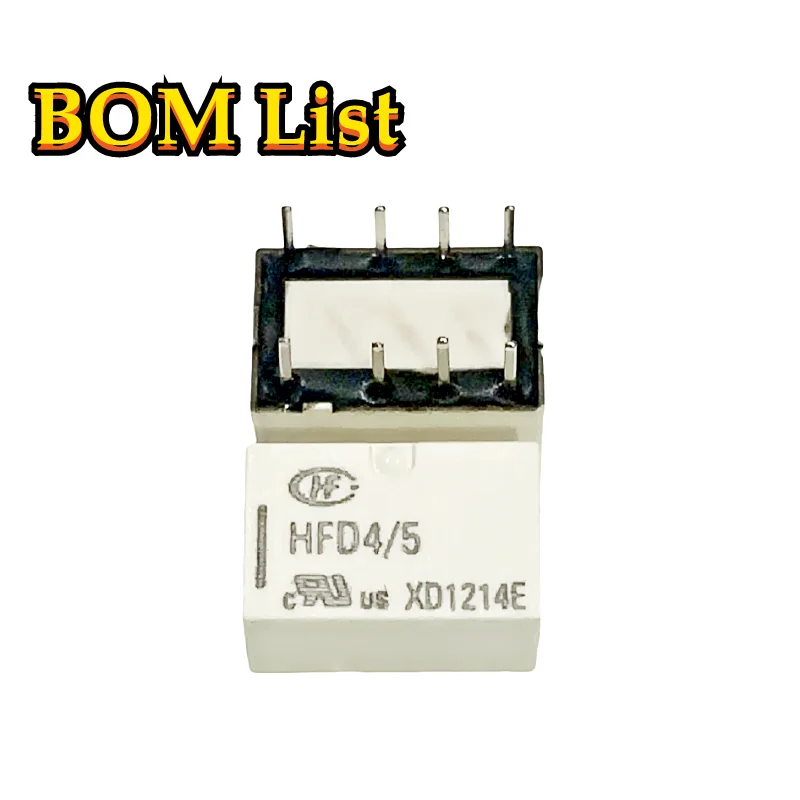 HFD4/5 مرحل إشارة صغير جدًا 3ms 2A 220V 5V 178Ω 28.08mA 250V DIP مرحل طاقة مدمج للتحكم الصناعي