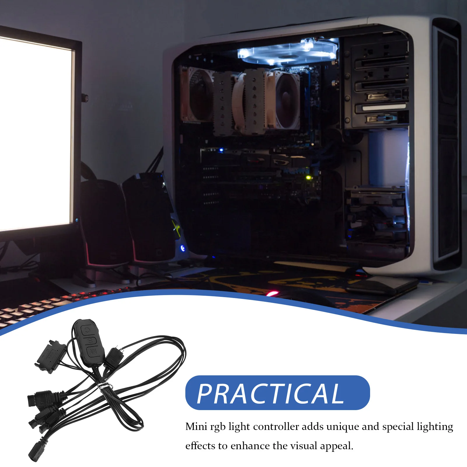 

1 Set Rgb Light Hub Multi-Channel Pc Case Lighting Sync Controller Addressable Led Strip Adapter Gaming Modding Expansion Dock