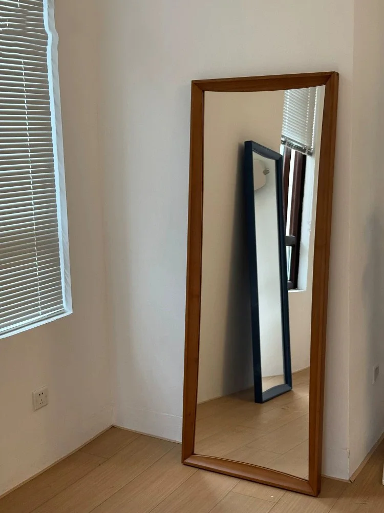 Customized Simple Full-Length Mirror Rectangle Solid Wood Wall-Mounted High-Definition Art Mirror Changing Room Fitting Mirror