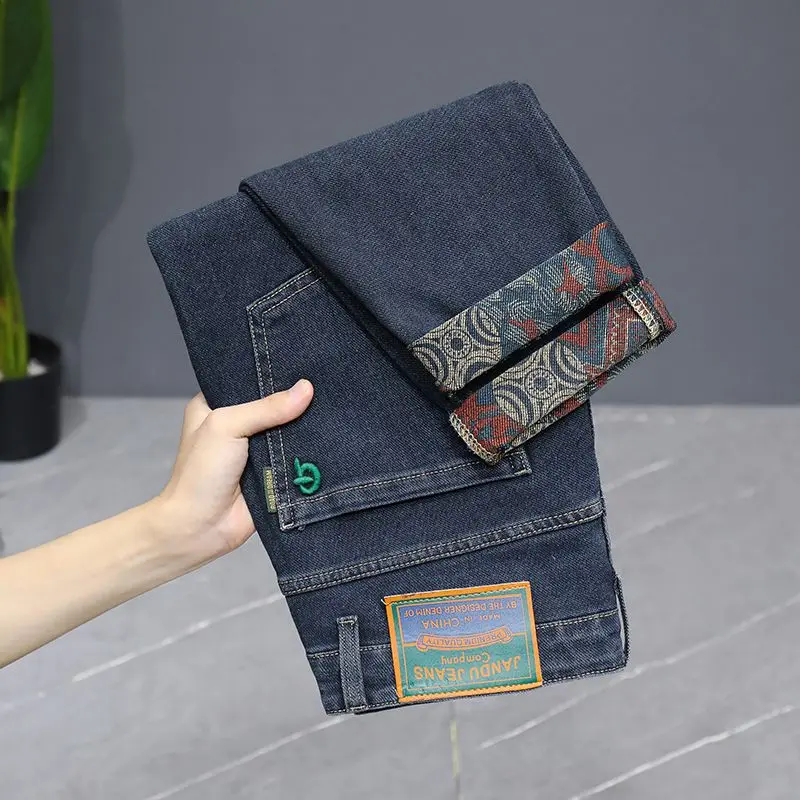 الخريف الشتاء الرجال تمتد تنوعا الجينز عادية خمر عالية الجودة الدنيم السراويل الرجال موضة يندبروف القطن Y2K الدنيم السراويل