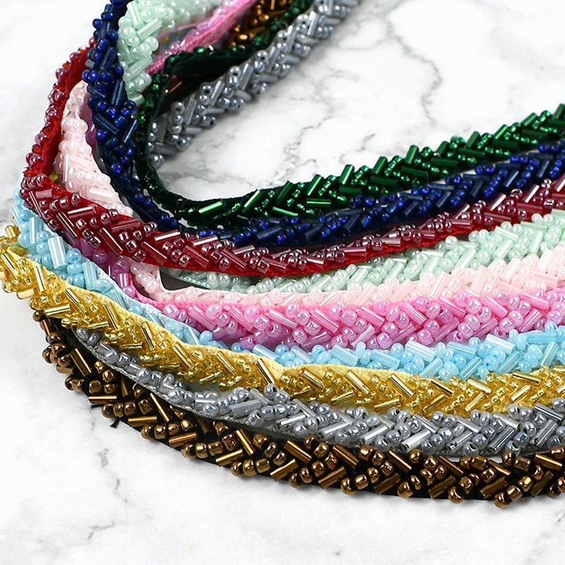 

2/5/10Yards 7mm Beaded Lace Ribbon Wedding Dresses Decorative Trimmings Stitching Laces Trim Fabric DIY Sewing Crafts Materials