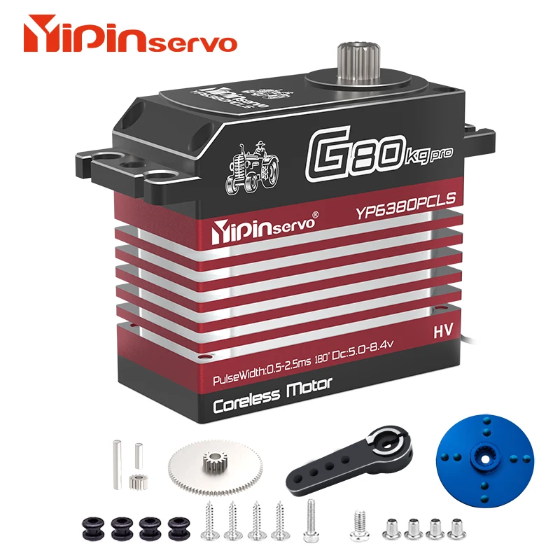 

Yipinservo 80kg 100kg Servo Full Metal Coreless Big Model Servos Waterproof Large Torque For 1/6 Scale RC Crawler Car Boat Truck