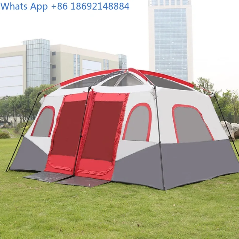 Tent Outdoor Two Rooms One Living Room Double Layer Sun Protection 6-8-12 Person Outdoor Multi-person Camping Large Tent