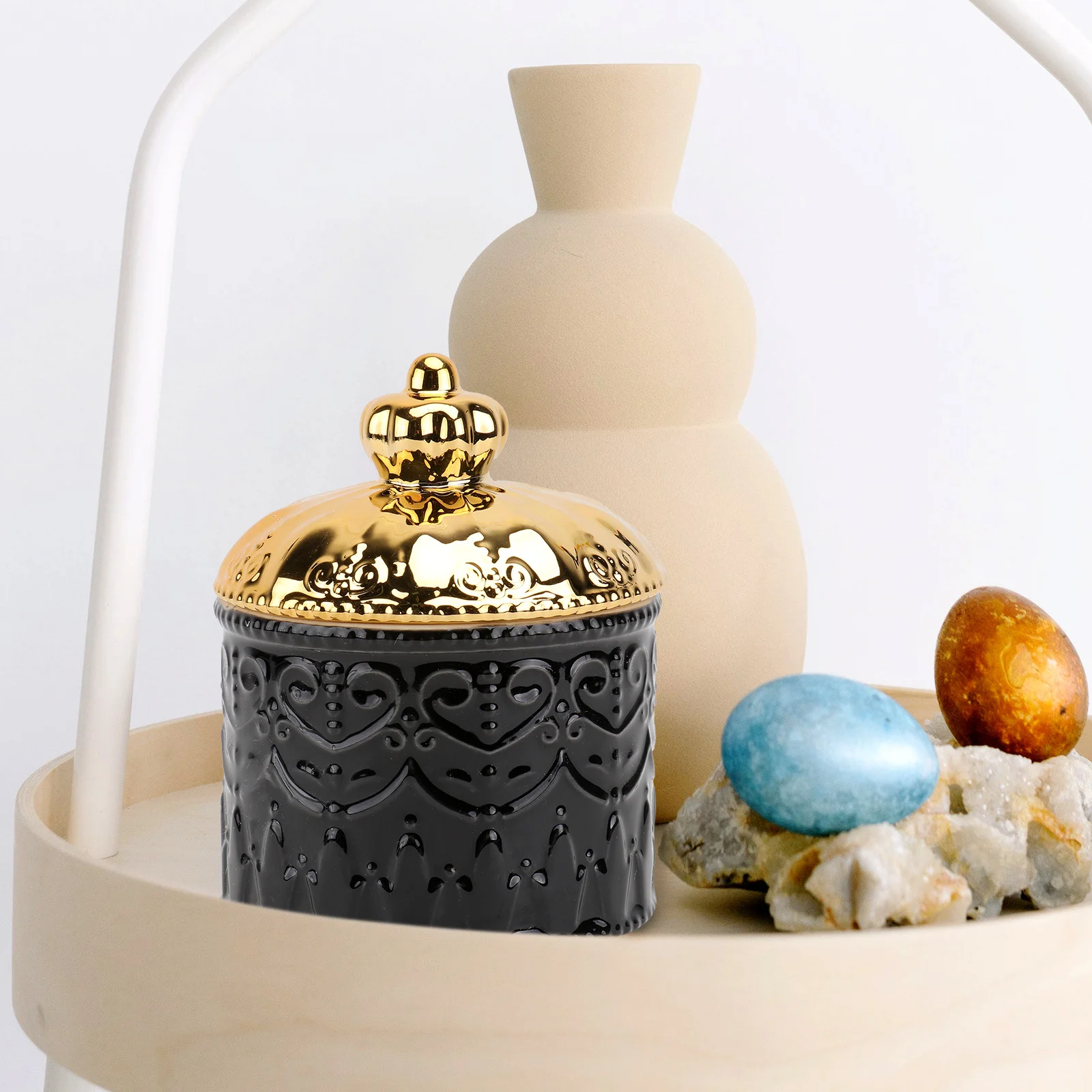 

Ceramic Craft Gift Wrapping Box Desktop Jewelry Storage Container Stylish Design for Wedding Birthday Festivals