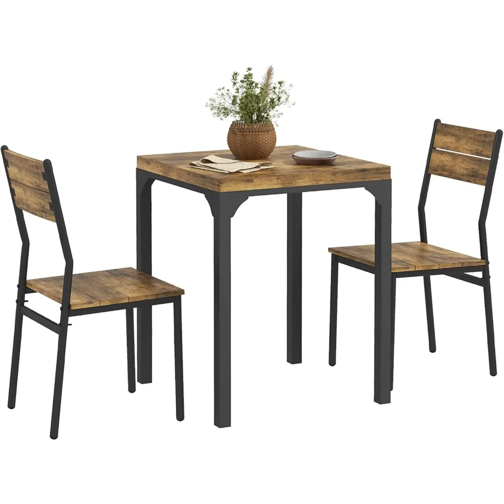 3 Piece Dining Table Set for 2, Modern Kitchen Table and Chairs, Dining Room Set for Breakfast Nook, Small Space, Apartment,